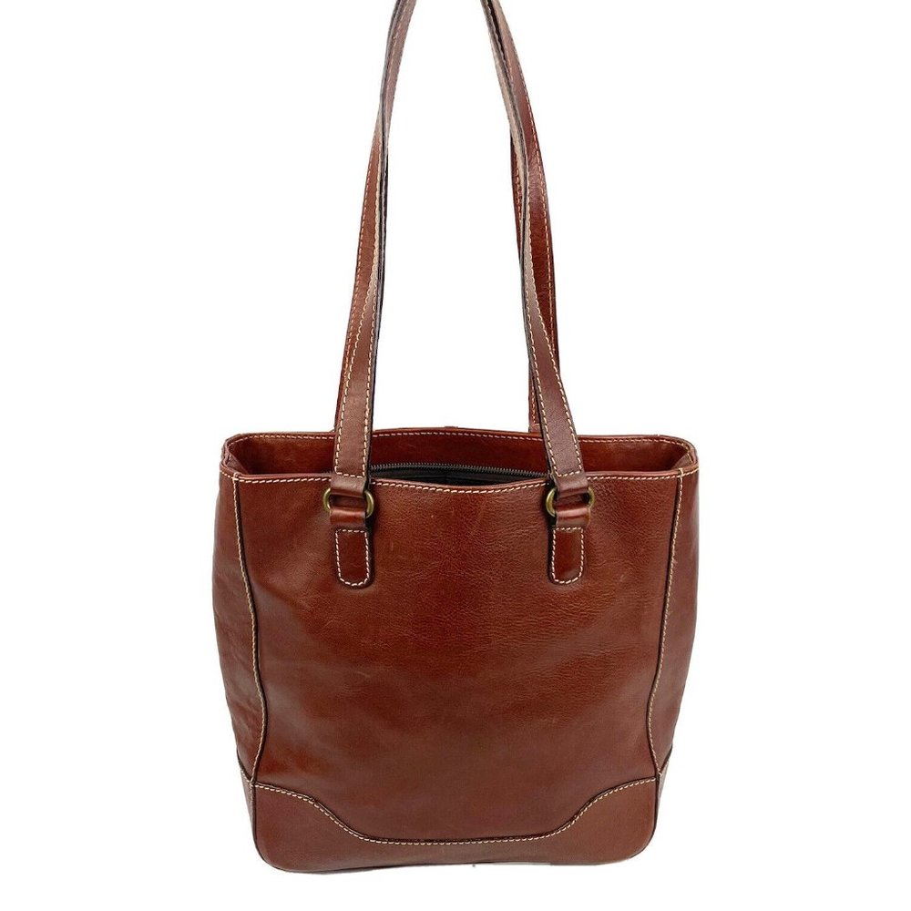Talbots Vintage Handbag Brown Leather Shoulder Bag Purse Made In Italy